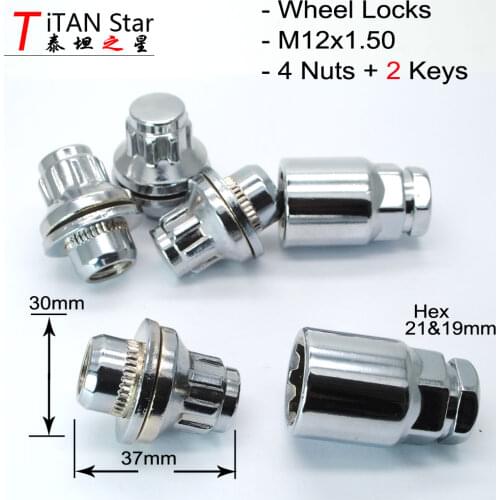 4Nuts+2Keys M12x1.5 MAG SEAT OEM WHEEL RIMS 1.5 WHEEL LOCKS ANTI SHEFT LUG NUT FOR Toyota Mitsubishi Lexus Corolla Rav4