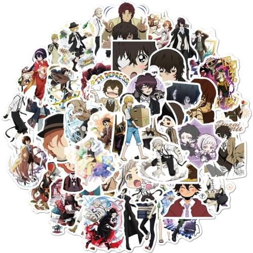 50PCS Bungo Stray Dogs Stickers For Children Cartoons Anime Sticker Toy DIY Stationery Luggage Suitcase Laptop Guitar Pegatinas