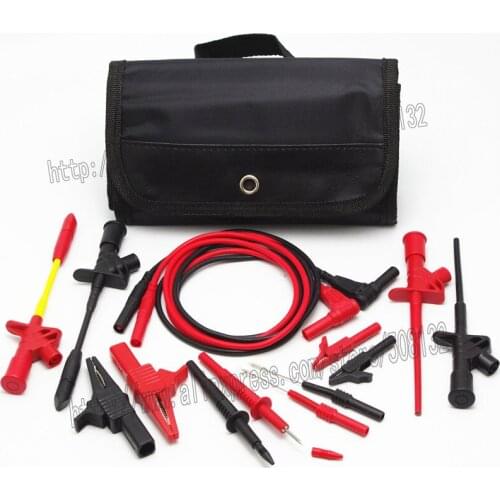 8PCS-Kit Automotive Banana plug Test Lead Pierce Probes+Flexible Silicon pins+Alligator+Case for Electronic Universal Multimeter