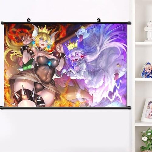 Anime Super Mario Bowsette Kuppa Koopa Hime Princess Cosplay Wall Scroll Poster Manga Wall Hang Poster Home Decor 40*60cm