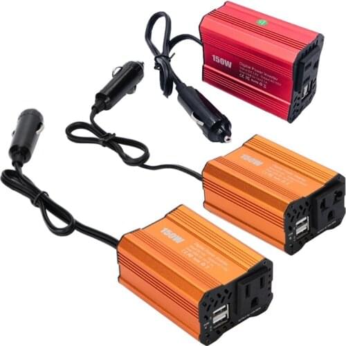 150W Car Power Inverter DC AC-Converter 12V to 110V Quick Charging Dual USB Charger Adapter Auto Cigarette Lighter