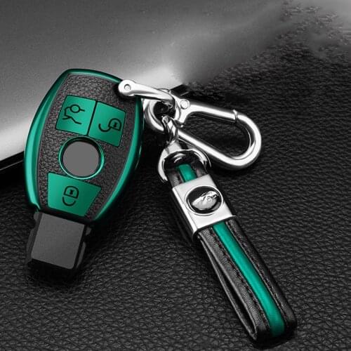 TPU Leather grain Car Key Shell Case Cover For Mercedes Benz A B C E S Class W203 W204 W205 W210 W211 W212 W221 W222 Accessories