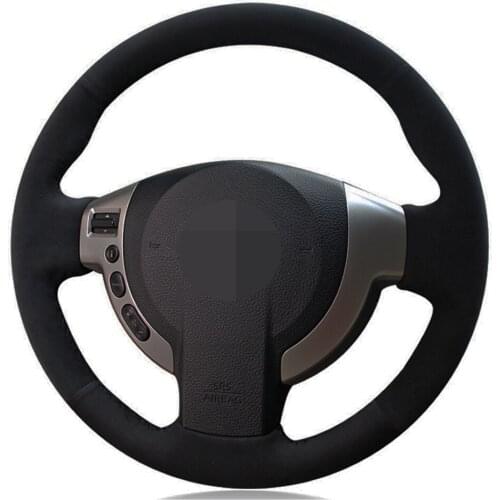 Car Steering Wheel Cover DIY Black Suede For Nissan Qashqai 2007-2015 Rogue X-Trail 2008-2013 NV200 2009-2016 Sentra 2007-2012