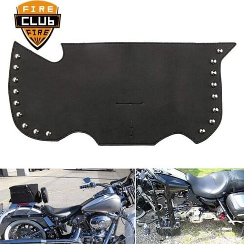 Black Leather Heat Saddle Shield Deflectors Raised Studs For Harley Touring Softail Dyna Or Sportster Bikes