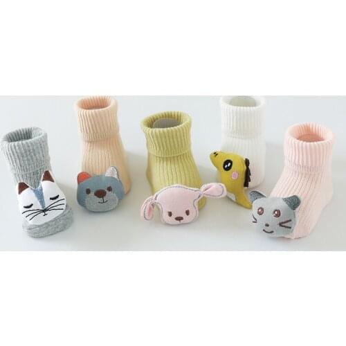 Children Spring summer Cute kids Socks Floor Socks 3D Animal Head Cotton Socks Unisex Novelty infant socks cheap stuff
