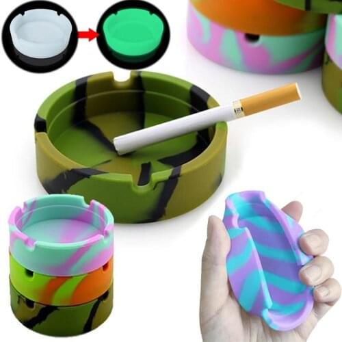 Glow In The Dark Luminous Silicone Ashtray For Smoking Cigarette Cigar Home Accessories