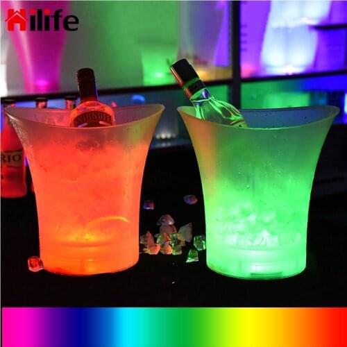HILIFE Plastic LED Ice Bucket 5L Champagne Beer Bucket Bars Night Party Bars Nightclubs LED Light Up 4 Color LED New Waterproof