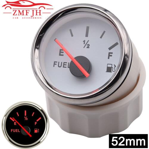 52mm Fuel Level Gauge Indicator 9~32V Car Boat Marine Fuel Level Meter E-1/2-F 0~190 ohm Fuel Gauge 240~33ohm with Red Backlight