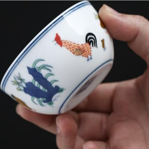 Chinese chicken jar cup antique Kungfu single teacup ceramic master teacup
