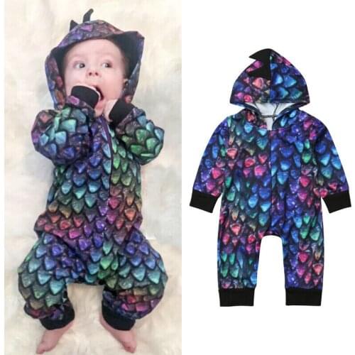 Baby Pajamas Cartoon Stitch Clothes for Sleeping Newborn Baby Boy Girl Dinosaur Bodysuit Hooded Romper Jumpsuit Autumn Clothes
