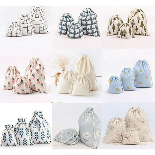 Factory Price 14 Styles Cotton Line Drawstring Pouches Candy Favor Holder Jewelry Party Gifts Bag 14x16cm 19x24cm 25x32cm Bag