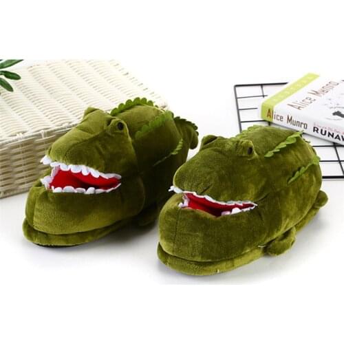 Cartoon Crocodile Slippers Adult Shoes Kigurumis Cute Girl Shoes Winter Plush Slippers Cosplay Household Shoes Women Supplies