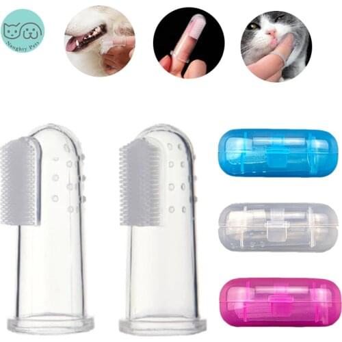 Soft Pet Dog Cat Finger Toothbrush With Storage Box Teeth Cleaning Brush Bad Breath Tartar Dental Care Tool Pet Supplies