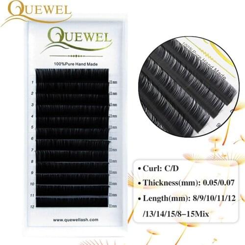 Quewel Eyelash Extension Mix Makeup Silk Lashes Extension In One Tray Natural Synthetic Mink Individual Cilia Professional Use