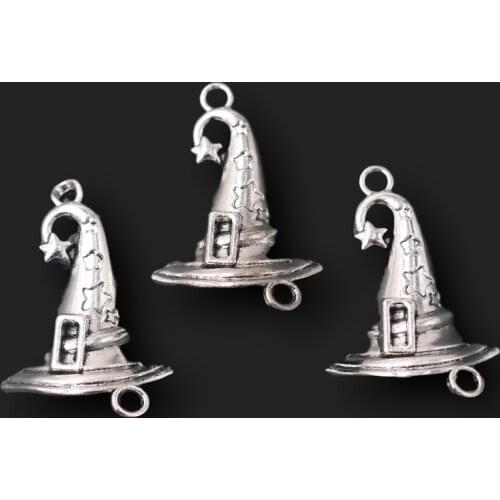 Witch Hat Pendant, Witch Conectors Charms, Christmas Charms, Black Magic Charm, Christmas Gifts, DIY Charm Jewelry Crafts Making