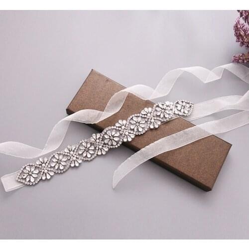 ZMS453 Silver Rhinestone Straps Wedding Dress Jeweled Ladies Belt Formal Brides Accessories Bridal Sash Womens Belts Fashion