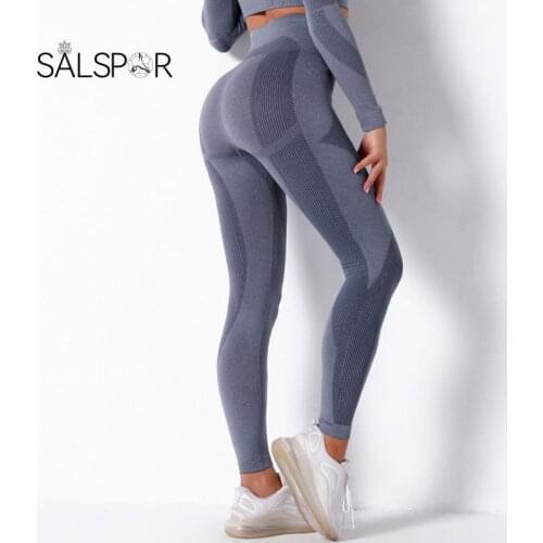SALSPOR Sexy Leggings Seamless Knitted Women Leggins High Waist Quick-Drying Breathable Leggings Gym Fitness Exercise Yoga Pants