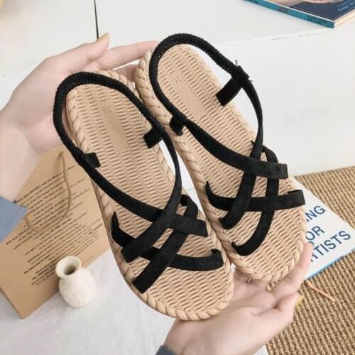 Summer Women Sandals Casual Shoes Platform Sandalias Slip-On Flat Solid Color Outdoor Beach Shoes for Women 2021 Size 35-40