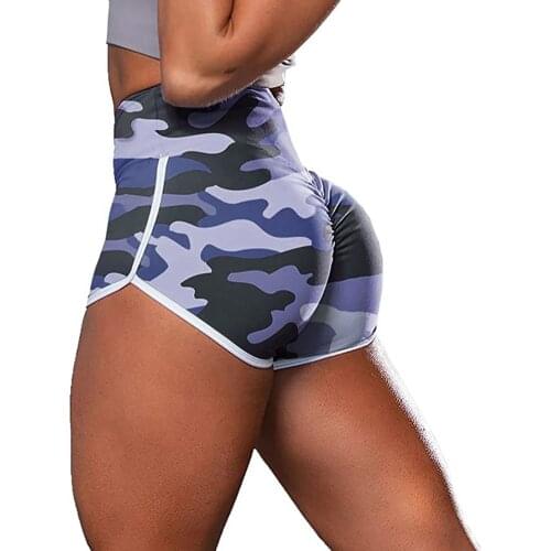 Woamn Booty Shorts Sexy Camo Floral High Waist Fitness Shorts Yoga Pants Exercise Trainning Clothing