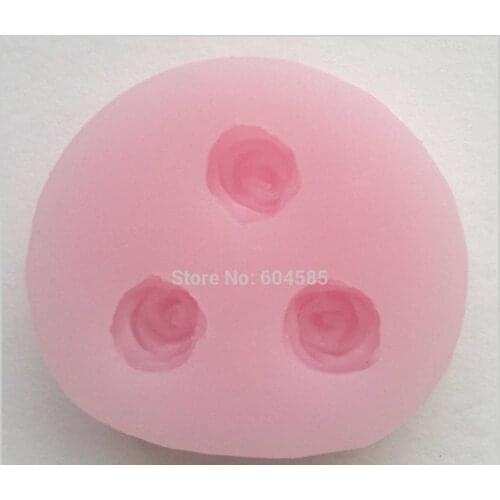 Tiny 3 holes ROSES SILICONE MOULD icing mold for cake decorating