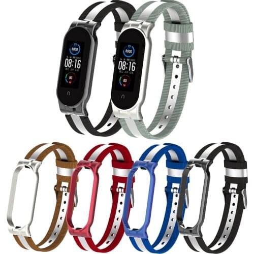 Strap Nylon Wristbands Replacement Metal Bracelet For Mi Band 5 Strap 5 Colors Smart Accessories Watch band Strap for Mi band 5
