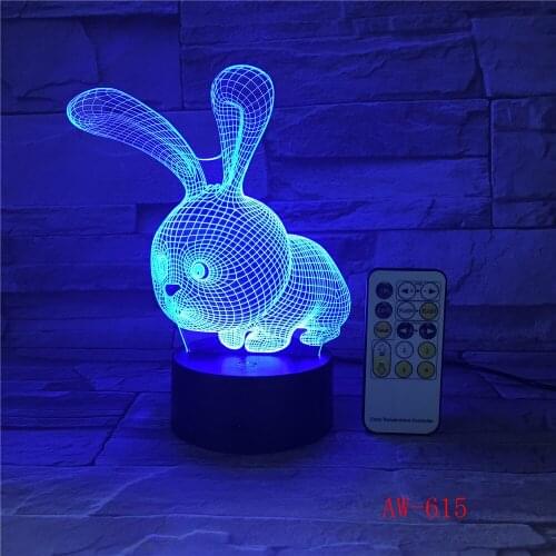 Lovely 3D Rabbit Shape Lamp LED Atmoshpere Light Lamp with Switch Botton Lamp as Children"s Holiday Gifts Dropshipping AW-615
