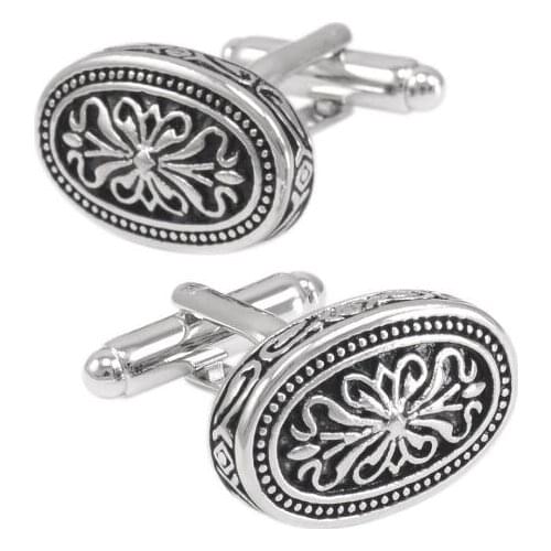 10pairs/lot Vintage Classic Rome Flower Pattern Cufflinks Oval Shape Retro Ancient Style Cuff Links Mens Jewelry Gift Wholesale