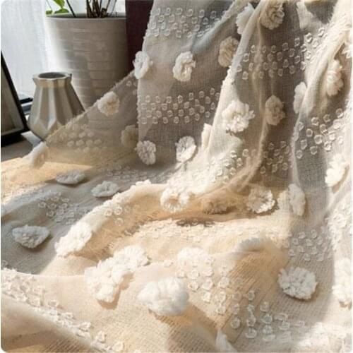 1 Yard Cute 3D Puffer Balls Imitation Hemp lace fabric Breathable fabric for Summer Blouse Spring dress Summer Maxi Dress