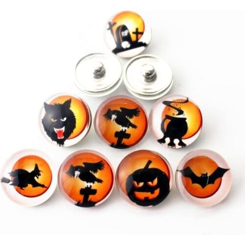 10pcs/lot glass Halloween snap buttons 18mm leather clasp snap button Bangles snap bracelet jewelry