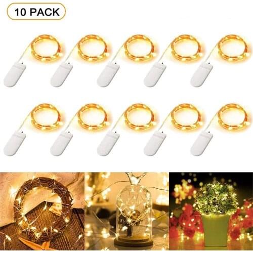 10 Pcs LED Fairy String Lights Battery Operated LED Copper Wire String Lights Outdoor Waterproof Bottle Light For Bedroom Decor