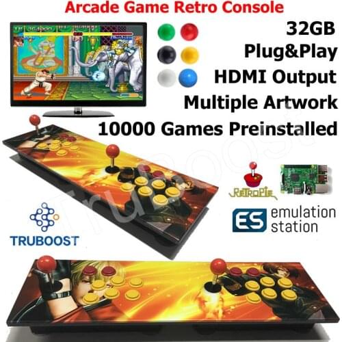 2 Players Double Raspberry Pi Arcade Game Retro Console Multiple Wooden Artwork Panel Game Preinstalled