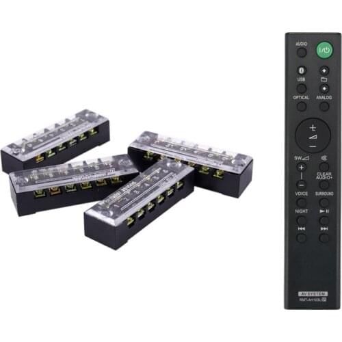 4 Pcs 15A Dual Row 6P Screw Connector Electric Barrier Terminal Block & 1x RMT-AH103U Remote Control for Sony Sound Bar