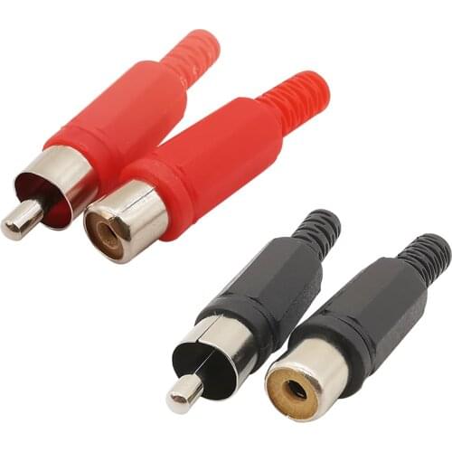 5Pair/10Pcs RCA Plug Solder Type Connector Plastic Handle RCA Male Plug/Female Socket Audio Video Welding Lead Cable Connector