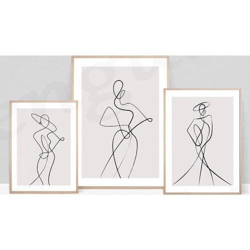 Abstract Line Feature Canvas Poster Nordic Canvas Painting on The Wall Figure Art Print for Living Room Home Decor