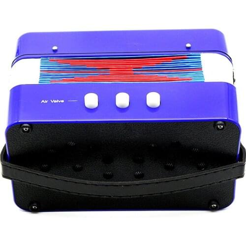 High Quality 7-Key 2 Bass Accordion Mini Small Accordion Educational Musical Instrument Rhythm Band for Kids Blue