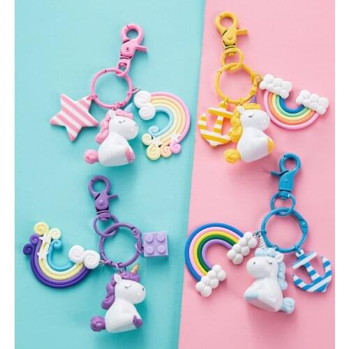 Cute Unicorn Key Chain Girl Women Kawaii Keychains for Key Ring Holder for Gift Bag Charms Pendant Jewelry Lovers Accessories
