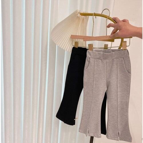 Girls trumpet pants gray black Leggings wear mosquito proof pants outside spring and autumn fashion childrens clothes