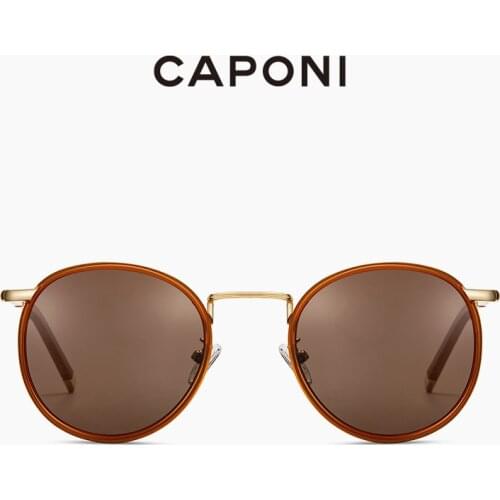 CAPONI Round Sunglasses Women Vintage Fashion Designer Brand Glasses Polarized UV Protect 2021 New Sun Glasses For Women CP1859