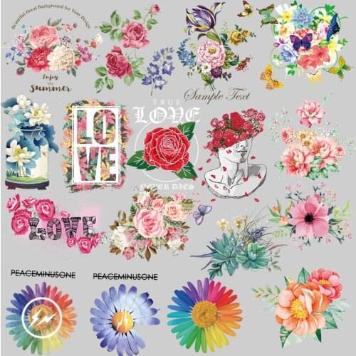 Flowers Patches For Clothing Rose Sticker Iron On Transfers For Clothing Women Applique On T-shirt Fashion Thermo-stickers