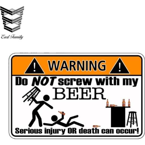 EARLFAMILY 13cm X 8.3cm Don't Screw with My Beer Vinyl Sticker Decal Graphic Warning Laugh Joke Prank JDM Style Fun Car Stickers