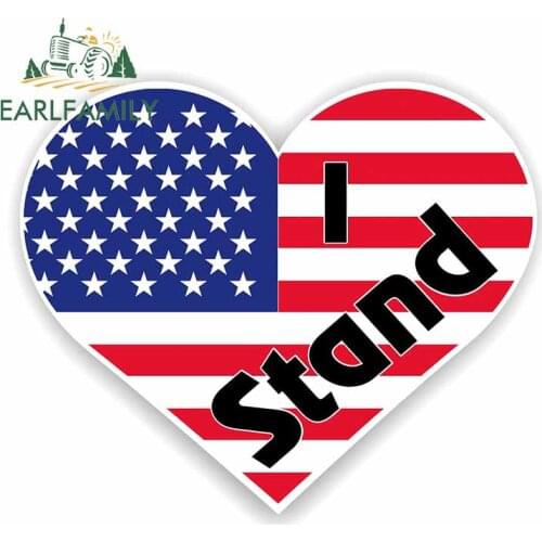 EARLFAMILY I Stand United States American Flag Support Sticker Car Decal Truck Laptop Vinyl Car Stickers