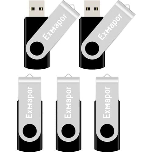 32GB 16GB Flash Drive, Exmapor USB Flash Drive 8 GB X 5 Bulk Memory Stick 4GB Jump Drive External Drives Thumb Storage Black