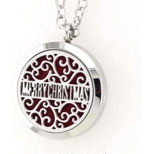 HAPPY CHRISTMAS 30MM Aroma Locket Necklace Pendant 316L Stainless Steel Essential Oil Perfume Locket Pendant With Free Pad