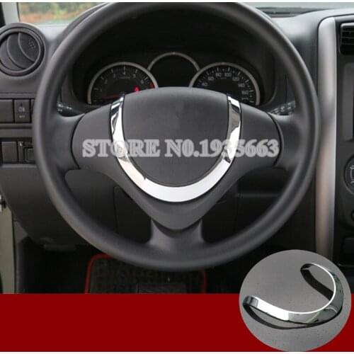 ABS Chrome Steering Wheel Sequins Trim Cover 2015-2017 For Suzuki Jimny silver/Red Car Decor Car Accessories Interior