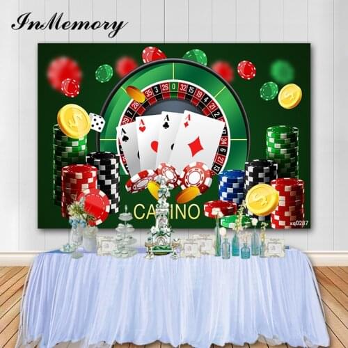 InMemory Casino Party Backdrop Poker Las Vegas Roulette Birthday Party Theme Casino Night Photography Background Decor Props
