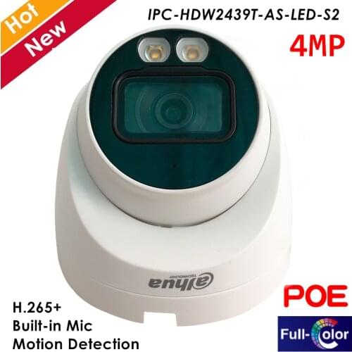 Dahua 4MP IP Camera Full Color H.265+ IVS Intelligent detection and Built in MIC Supports max. 256 G SD Card Dome Camera IP67