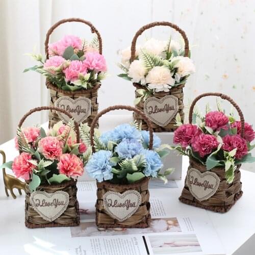 1PC INS Nordic Baskets Handmade Plastic Rattan Woven Flower Storage Basket For Home Garden Wedding Wall Decoration