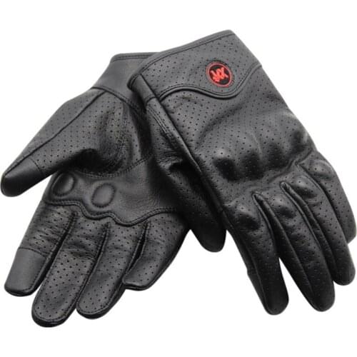 Leather Motorcycle Gloves Sports Protective Gloves Full Finger Touch Screen Sheepskin Antiskid Breathable Wear Resistant a Pair