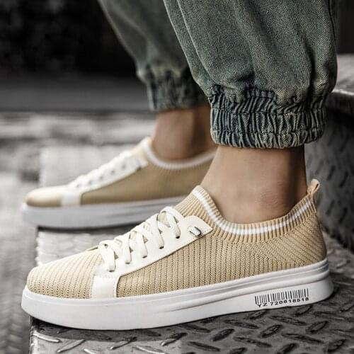 Fashion Breathable Mens Casual Shoes Summer New Fashion Air Mesh Casual Sneakers Non-slip Male Biege Vulcanized Sneakers Tenis