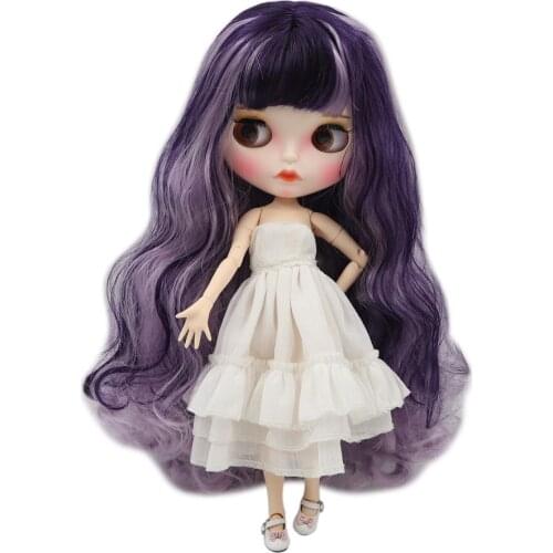 ICY DBS Blyth doll nude joint body 1/6 bjd with white skin purple mixed white hair and matte face BL1049/169